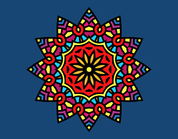Dibujo Mandala estrella floral pintado por pikalu