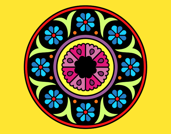 Dibujo Mandala flor pintado por pikalu