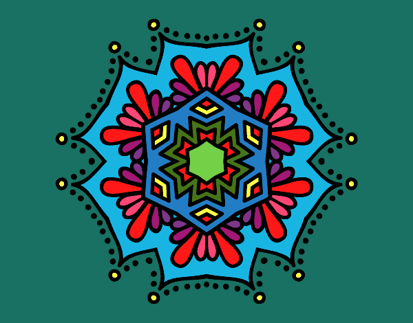 Dibujo Mandala flor simétrica pintado por pikalu