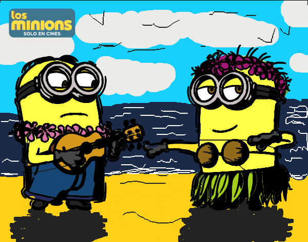 Dibujo Minions - Dave y Phil pintado por Rebeca_02