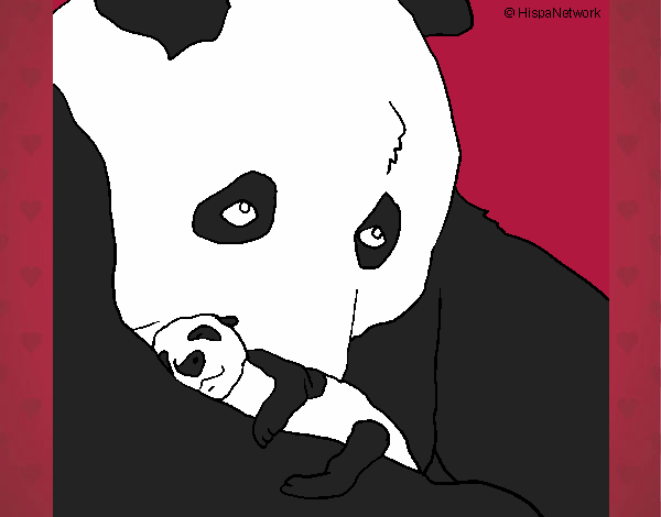 Dibujo Oso panda con su cria pintado por lunadangel