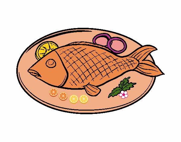 Dibujo Plato de pescado pintado por LunaLunita