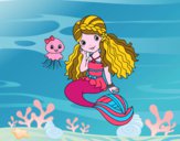Dibujo Sirena y medusa pintado por valebtina