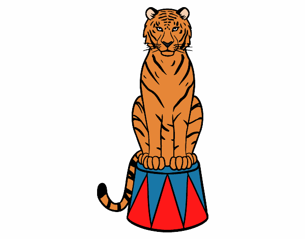 Dibujo Tigre de circo pintado por kjdfshiudf