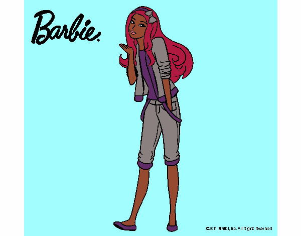 Dibujo Barbie con look casual pintado por melodias12