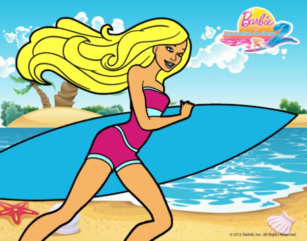 Dibujo Barbie corre al agua pintado por layara