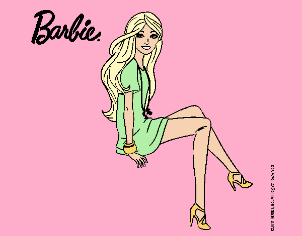 Dibujo Barbie sentada pintado por kjdfshiudf