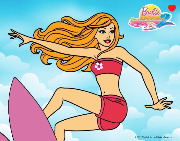 Dibujo Barbie surfeando pintado por LunaLunita