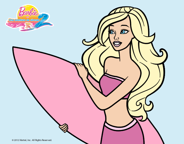 Dibujo Barbie va a surfear pintado por kjdfshiudf