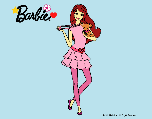 Dibujo Barbie y su mascota pintado por LunaLunita