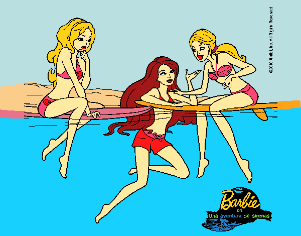 Dibujo Barbie y sus amigas pintado por LunaLunita