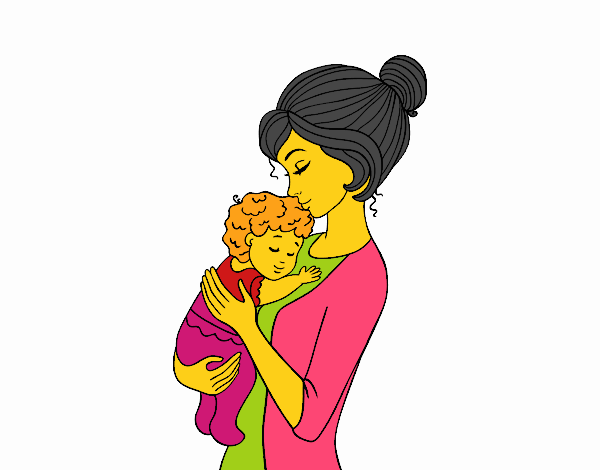 Madre cogiendo al bebé