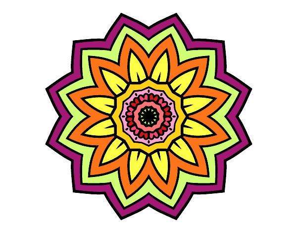 Dibujo Mandala flor de girasol pintado por Transforme