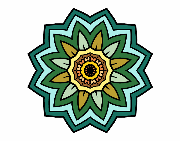 Dibujo Mandala flor de girasol pintado por Transforme