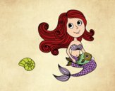 Dibujo Sirena y su pez pintado por gael38528
