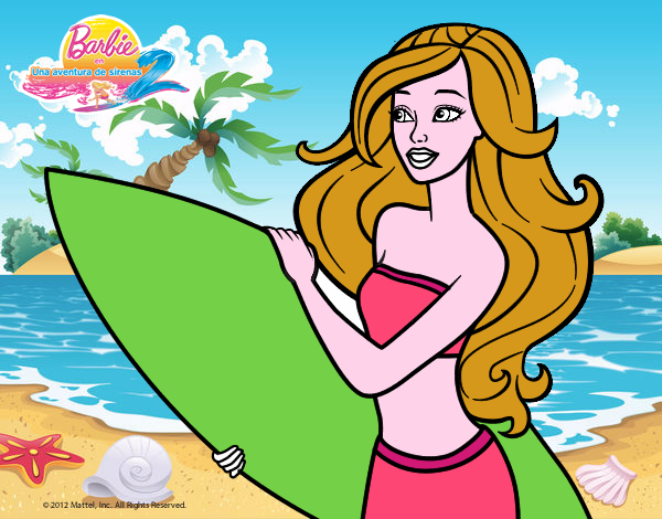 Dibujo Barbie va a surfear pintado por asuncion11