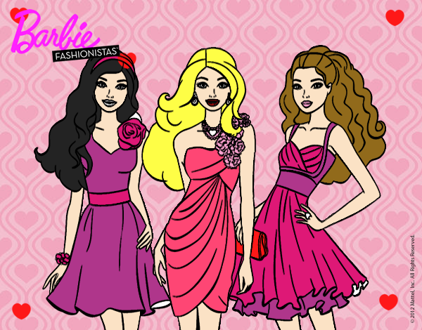 Dibujo Barbie y sus amigas vestidas de fiesta pintado por ximenita1