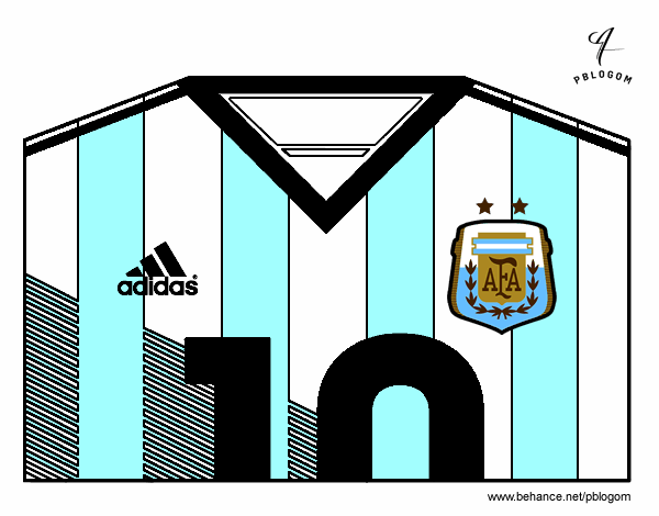 Dibujo Camiseta del mundial de fútbol 2014 de Argentina pintado por bautopa