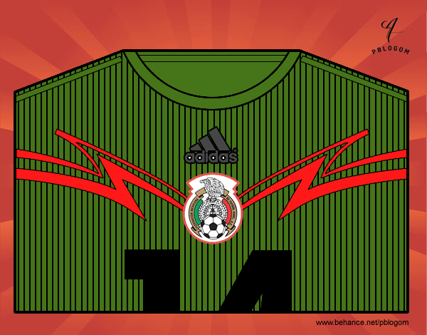 Dibujo Camiseta del mundial de fútbol 2014 de México pintado por tabathamc