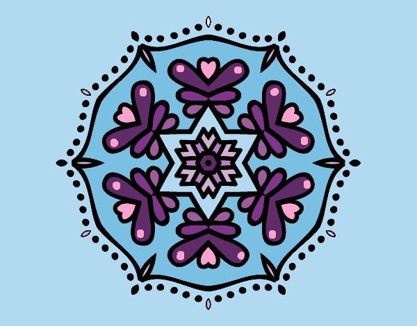 Dibujo Mandala simétrica pintado por blanca