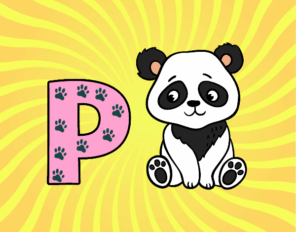 Dibujo P de Panda pintado por ana_0911