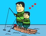 Dibujo Padre e hijo pescando pintado por LunaLunita