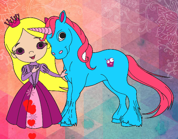 Dibujo Princesa y unicornio pintado por damasia