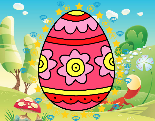 Dibujo Huevo de Pascua con flores pintado por sirenita25