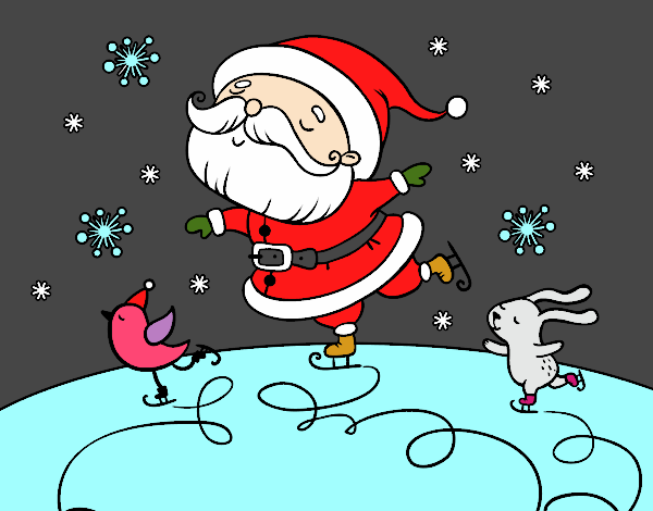 Dibujo Santa Claus patinando pintado por Jorgelina7