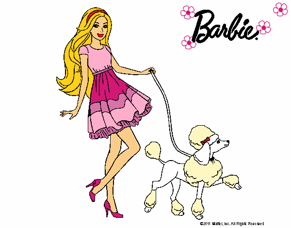 Dibujo Barbie paseando a su mascota pintado por LunaLunita