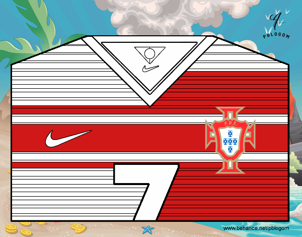 Dibujo Camiseta del mundial de fútbol 2014 de Portugal pintado por bautopa