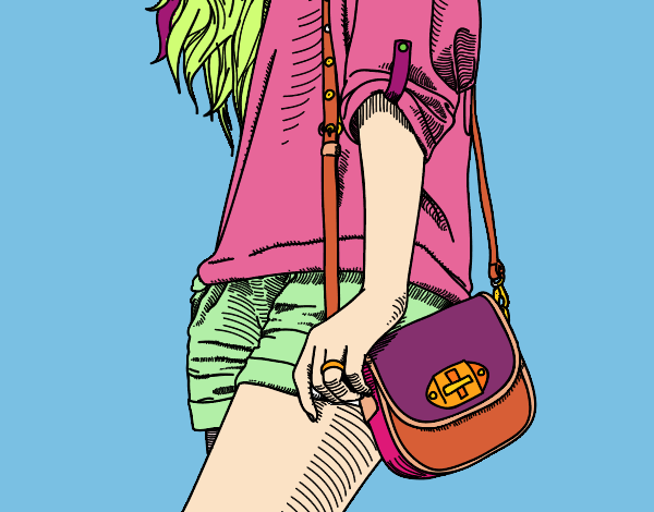 Dibujo Chica con bolso pintado por Jorgelina7