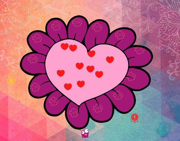 Dibujo Corazón flor pintado por damasia