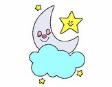 Dibujo Luna y estrellas pintado por Potte