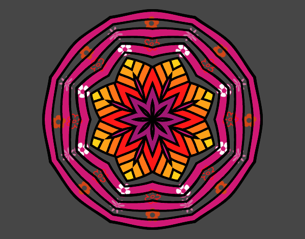 Dibujo Mandala cenital pintado por blanca