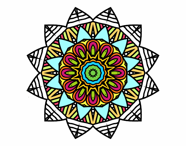 Dibujo Mandala frutal pintado por B3LU