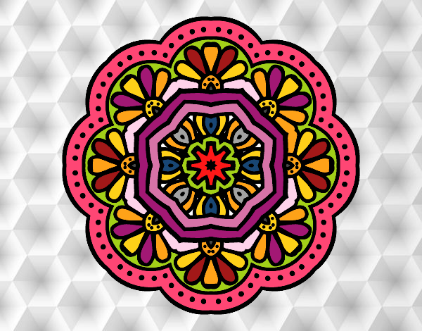 Dibujo Mandala mosaico modernista pintado por pangu