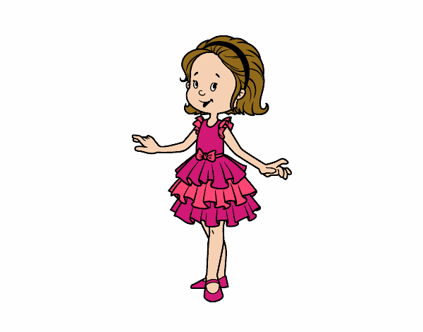 Dibujo Niña con vestido de fiesta pintado por Núri F.G