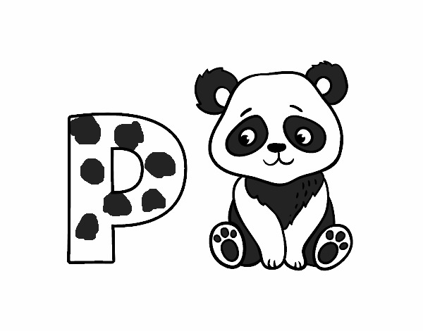 Dibujo P de Panda pintado por sandra81