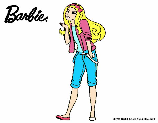 Dibujo Barbie con look casual pintado por Potte