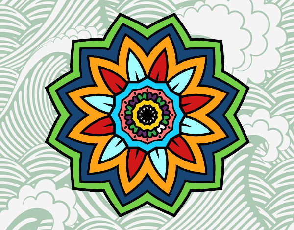 Dibujo Mandala flor de girasol pintado por Linda CL