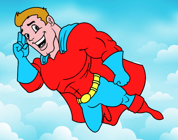 Dibujo Superhéroe volando pintado por Friolin