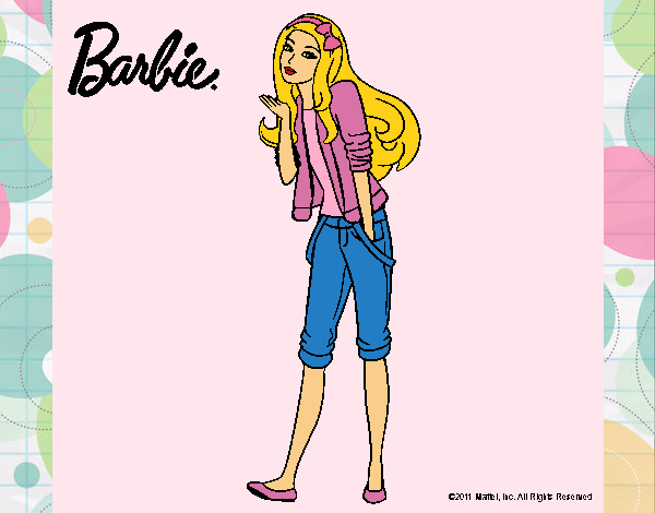 Dibujo Barbie con look casual pintado por LunaLunita