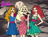 Dibujo Barbie y sus amigas vestidas de fiesta pintado por Jorgelina7