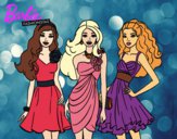 Dibujo Barbie y sus amigas vestidas de fiesta pintado por abcd123