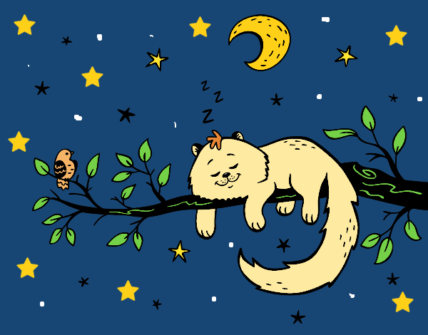 Dibujo El gato y la luna pintado por LunaLunita