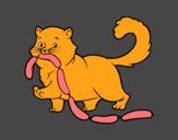 Dibujo Gato con salchichas pintado por daviddomal