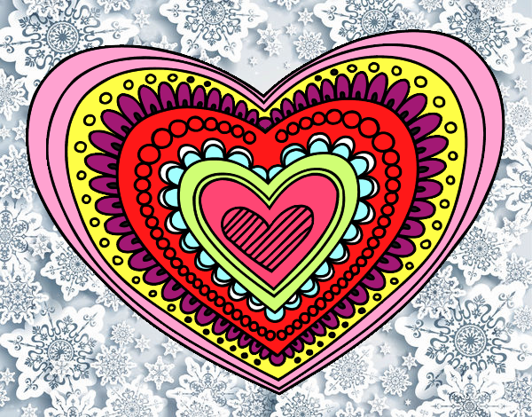 Dibujo Mandala corazón pintado por Polilaia