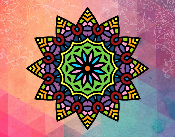 Dibujo Mandala estrella floral pintado por queyla