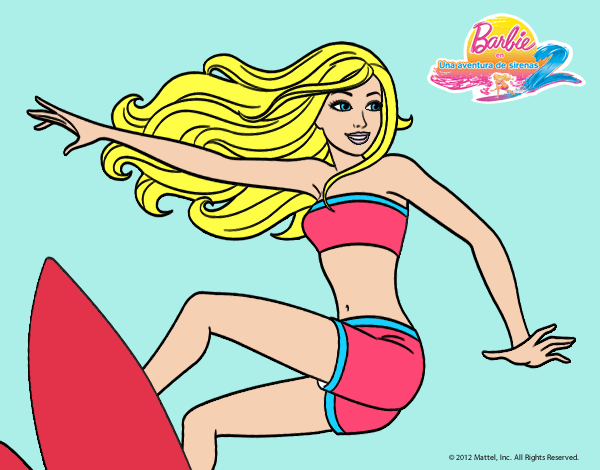 Dibujo Barbie surfeando pintado por sarayyy222